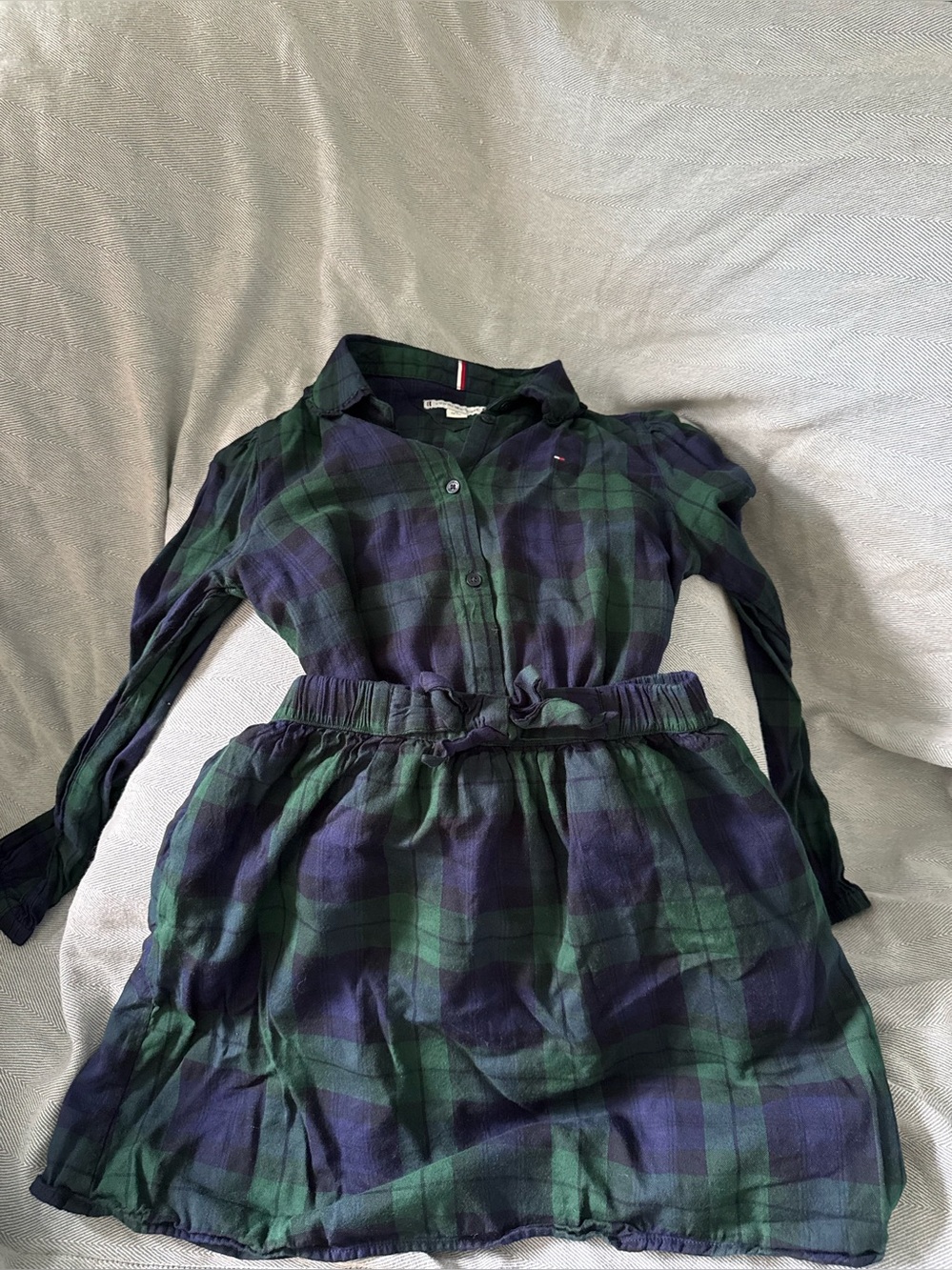 Plaid Button-Front Shirt Dress in Green and Navy — Tommy Hilfiger